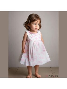 2T Girls Lined "Plum Pudding" White with Pink Floral Dress